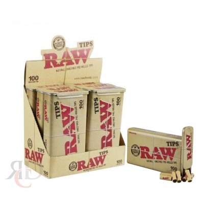 RAW PRE ROLLED TIPS IN TIN 100PK - 6CT/PACK